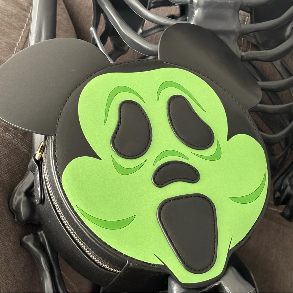Magically Horrific SOADA Ghostface Mickey Mouse Green Face Crossbody Backpack - Picture 3 of 9